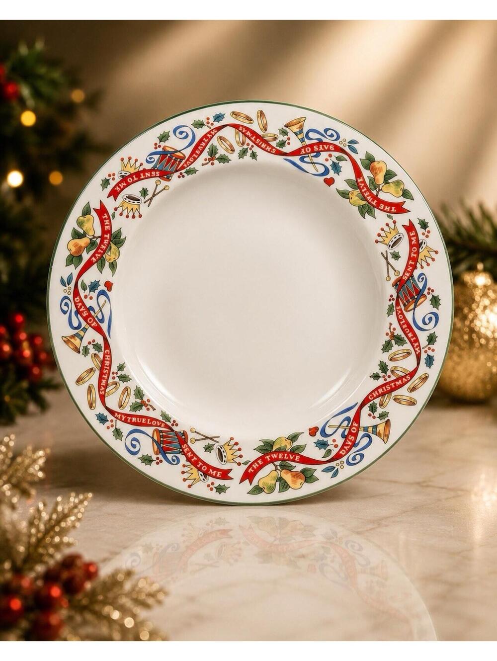 Royal Worcester 1996 Set of 4 Twelve Days Of Christmas Soup Bowls, 9x1.5”